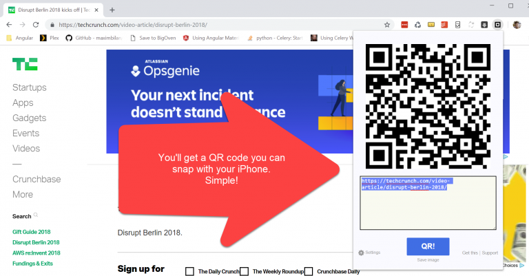 Get a qr code for any web address