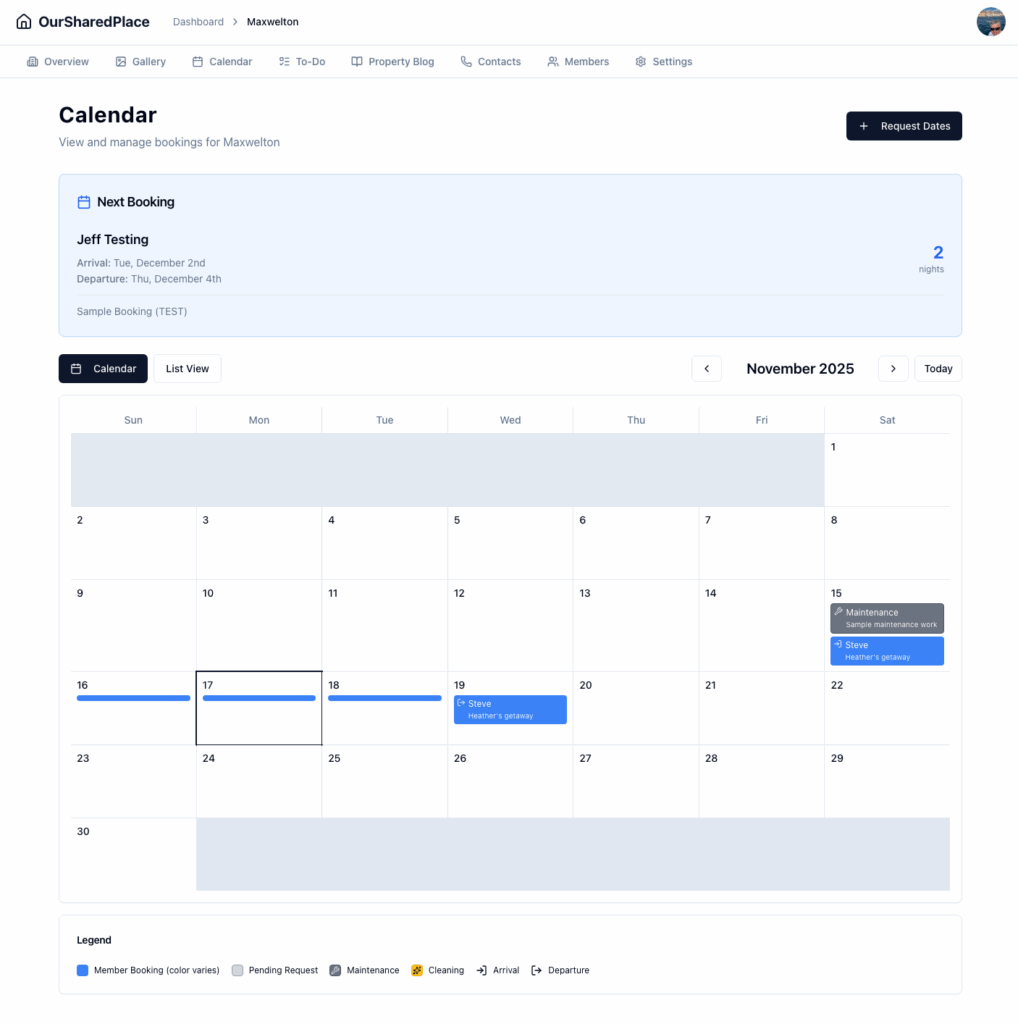 Booking calendar