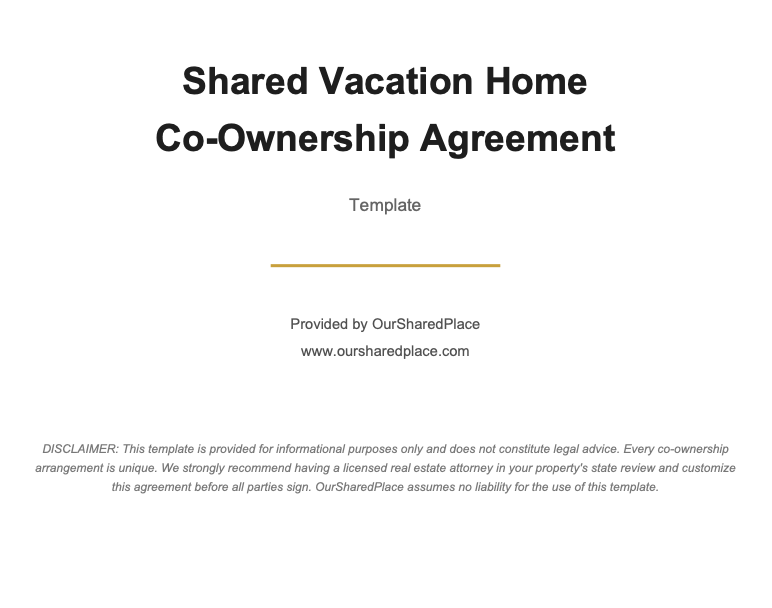 Shared vacation home free template
